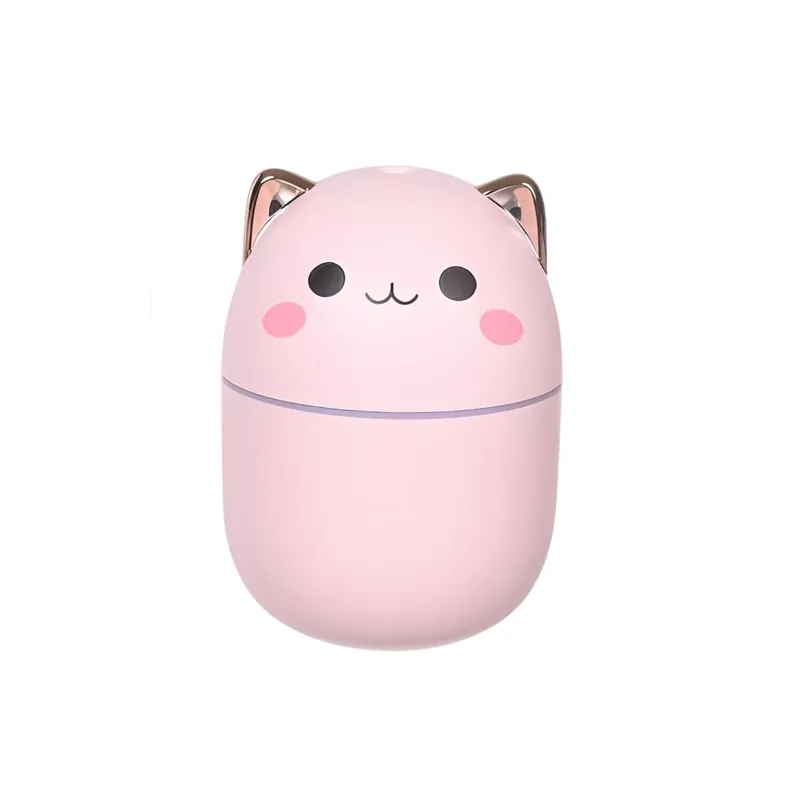 GENERICO - Humidificador Diseño de Gato Color Rosa Luz LED Hogar