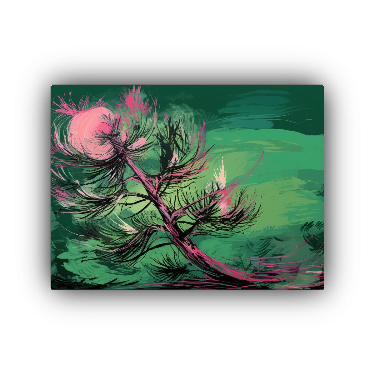 GENERICO - Cuadro Equilibrio Visual Pino Escocés En Verde Y Rosa Atmos 120x80cm