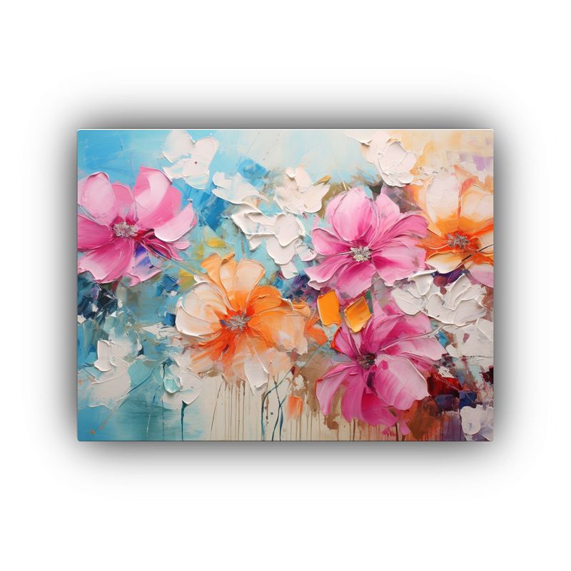 GENERICO - Cuadro Lienzo Flores Vibrantes Estilo Vib Decoración Repre 120x80cm