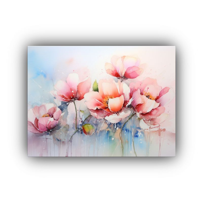 GENERICO - Cuadro Floral Exclusivo En Acuarela Sobre Lienzo Al Estilo D 120x80cm