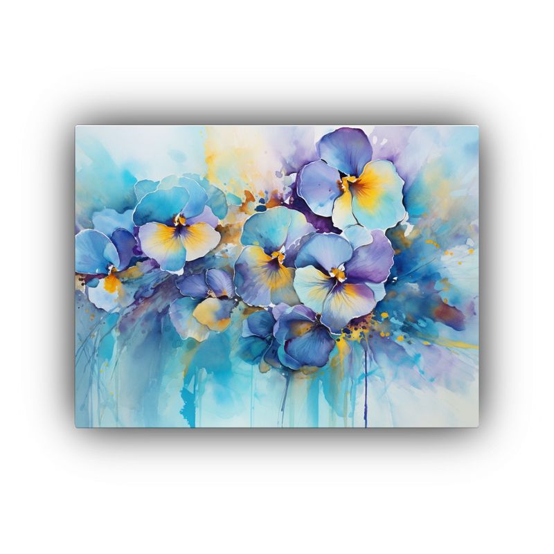 GENERICO - Pinturas Abstractas De Flores Violetas Y Turquesa Con Toques 120x80cm