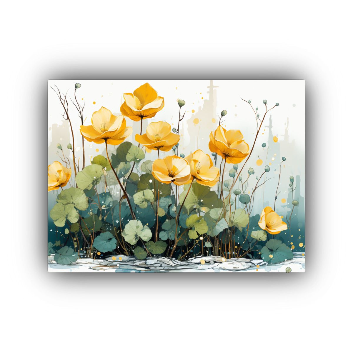 GENERICO - Cuadro Moderno De álamo Temblón En Colores Amarillo Y Verd 120x80cm