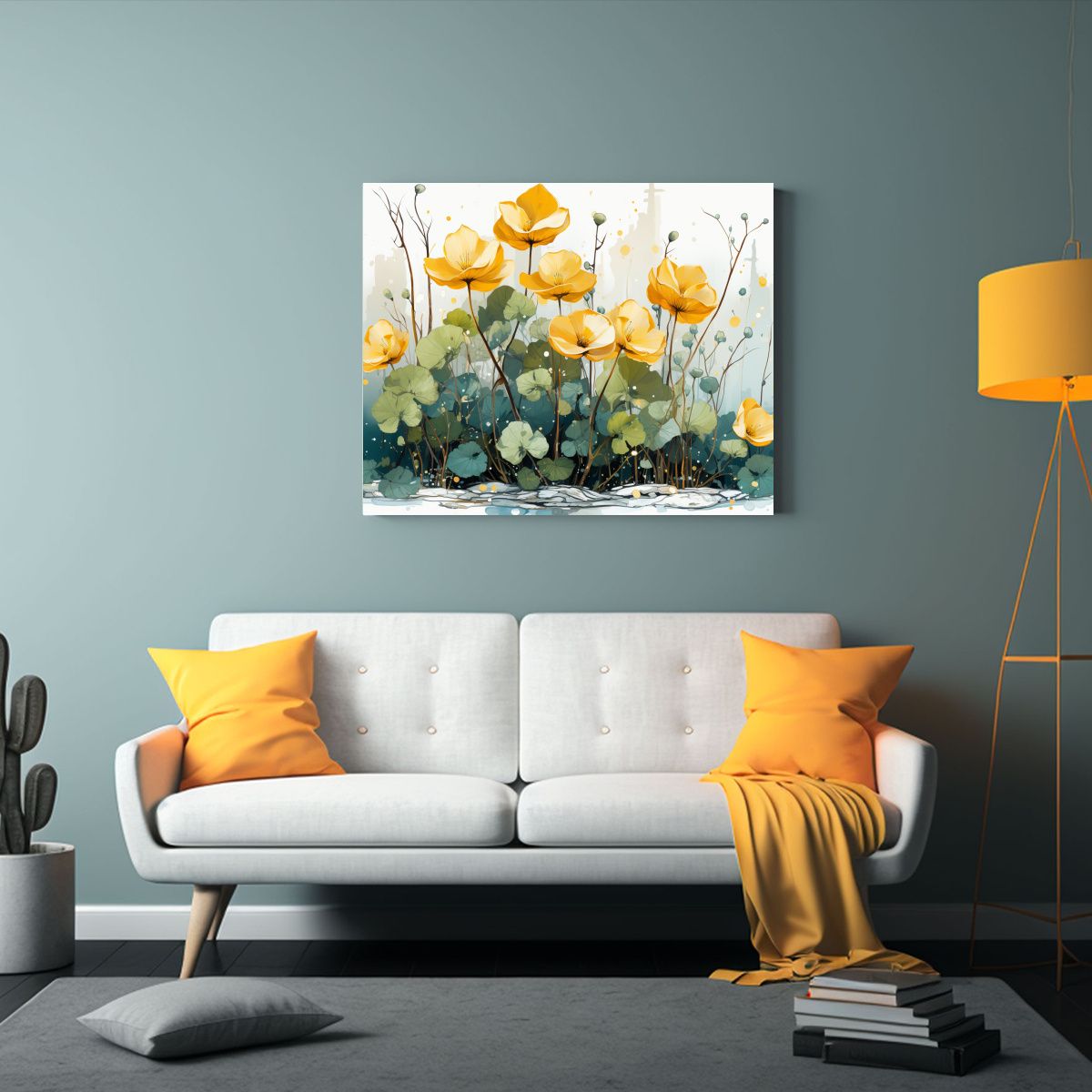 GENERICO - Cuadro Moderno De álamo Temblón En Colores Amarillo Y Verd 120x80cm