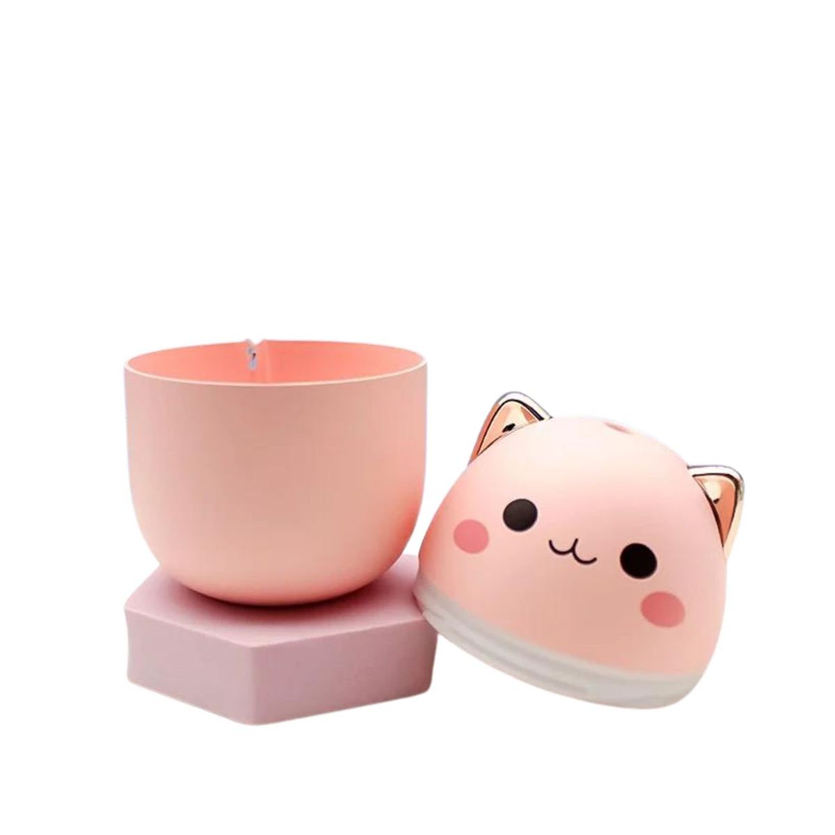 GENERICO - Pack Humidificador Diseño Gato Rosa Más 6 Esencias Aromáticas
