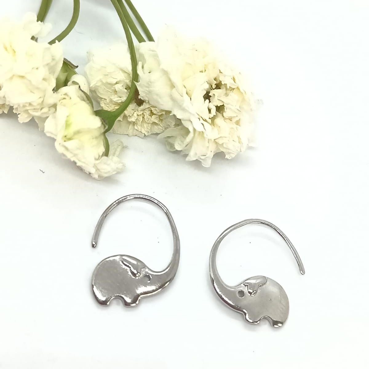 ELBAULDEJUMA - Argollas hoop Elefante Suerte Plata 925 Chapado Oro blanco