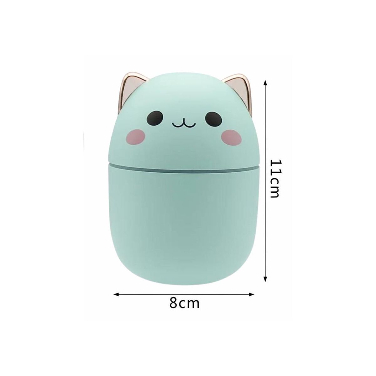 GENERICO - Pack Humidificador Diseño Gato Verde Más 6 Esencias Aromáticas
