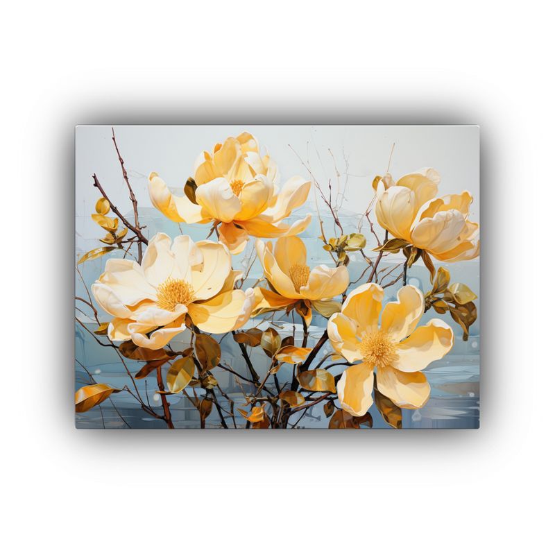 GENERICO - Pintura Abstracta De Magnolias Amarillas En Tela Concepto E 120x80cm