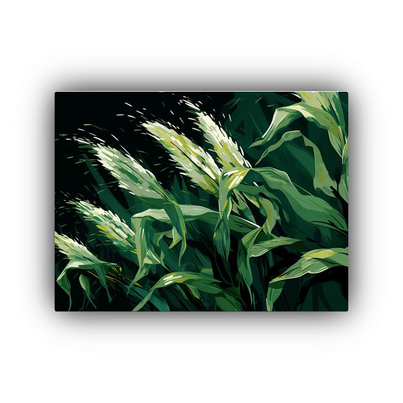 GENERICO - Cuadro Patrón Intenso De Maíz En Verde Y Negro Atmosfera  120x80cm