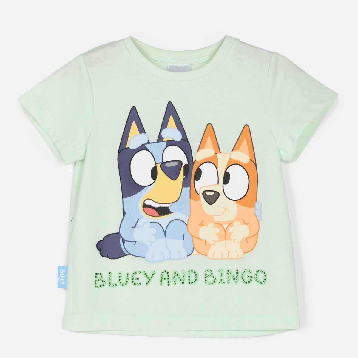 BLUEY - Polera Manga Corta Niña Arcoiris Verde Bluey