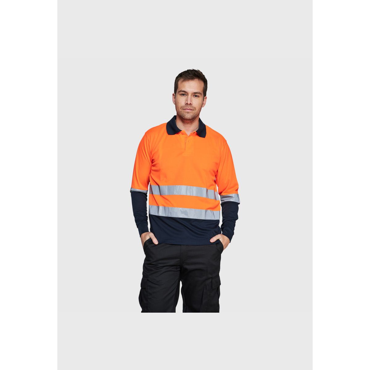 JAYSON - Polera Dry Fit Bicolor Cuello Camisero AV Manga Larga