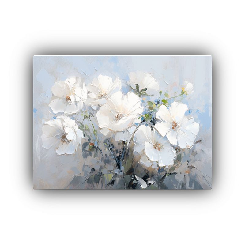 GENERICO - Cuadro Conceptual Colorido En Lienzo Estilo Flores Blancas D 120x80cm