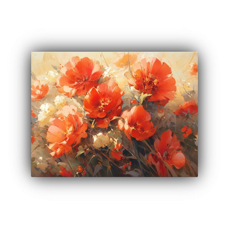 GENERICO - Pintura De Flores Amarillas Y Rojas En Lienzo Para Decoraci 120x80cm
