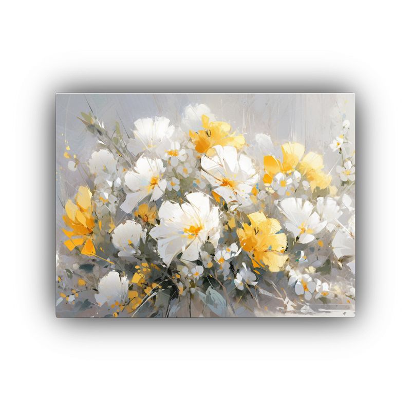 GENERICO - Cuadro Flores Amarillas Plata Belleza Natural En Tela En Bas 120x80cm