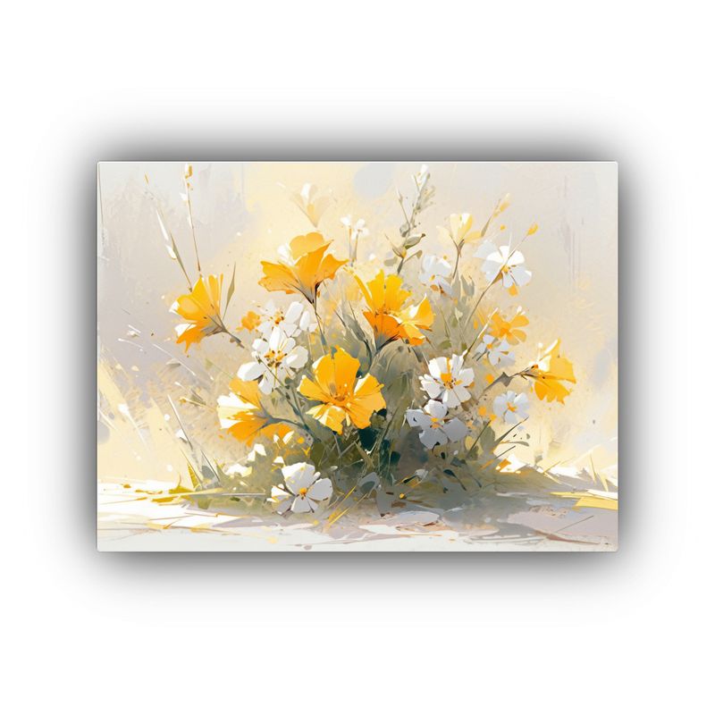 GENERICO - Cuadro De Flores Amarillas En Lienzo Estilo Decorativo Arte  120x80cm