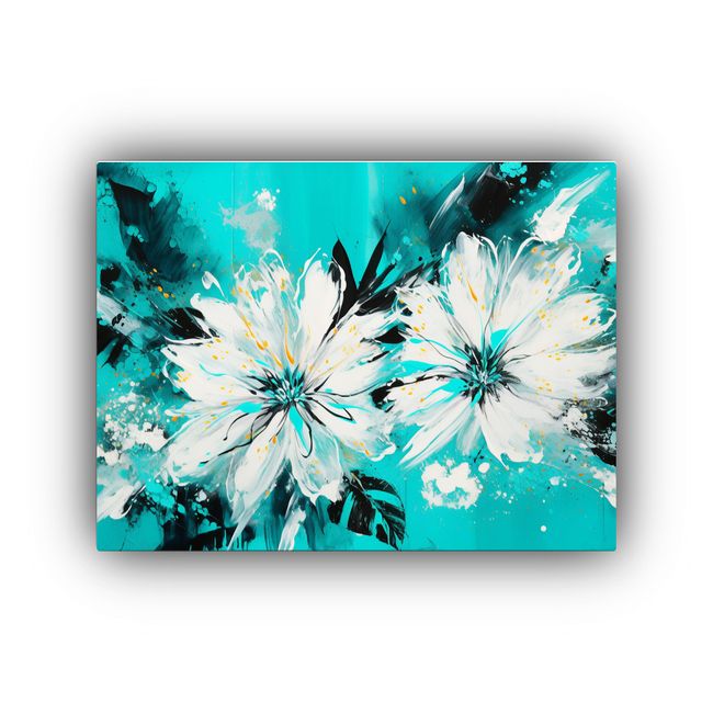 GENERICO - Cuadros Vanguardia Temáticos Blanco Y Turquesa Neonoir Para 120x80cm