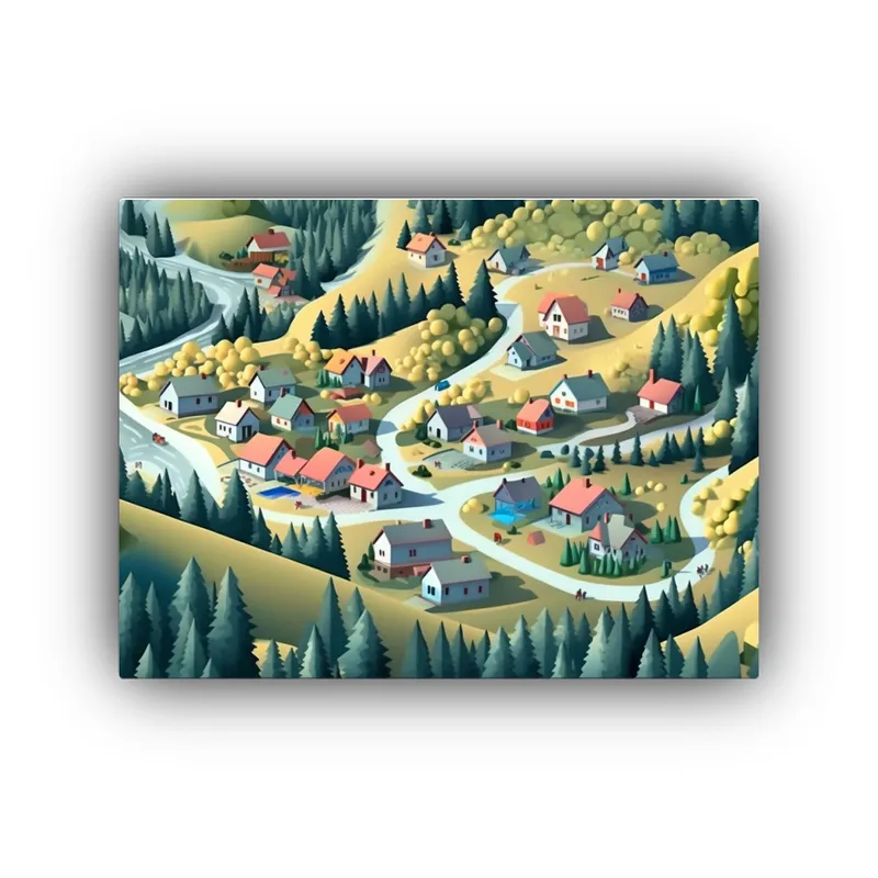 GENERICO - Pintura De Arte Isométrica De Invierno En Lienzo Con Armon 120x80cm