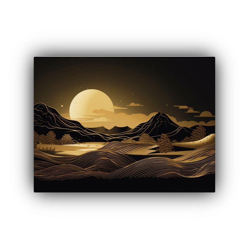 GENERICO - Cuadro Lienzo Dormitorio Paisaje Minimalista Dorado Sobre Fo 120x80cm