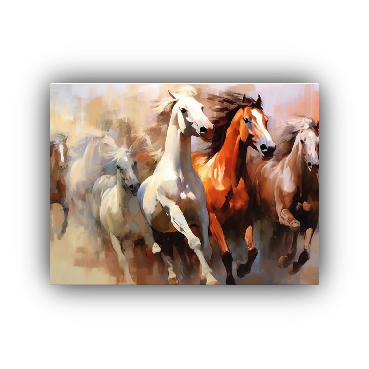 GENERICO - Cuadro De Arte Moderno Reflejo De Una Manada De Caballos á 120x80cm
