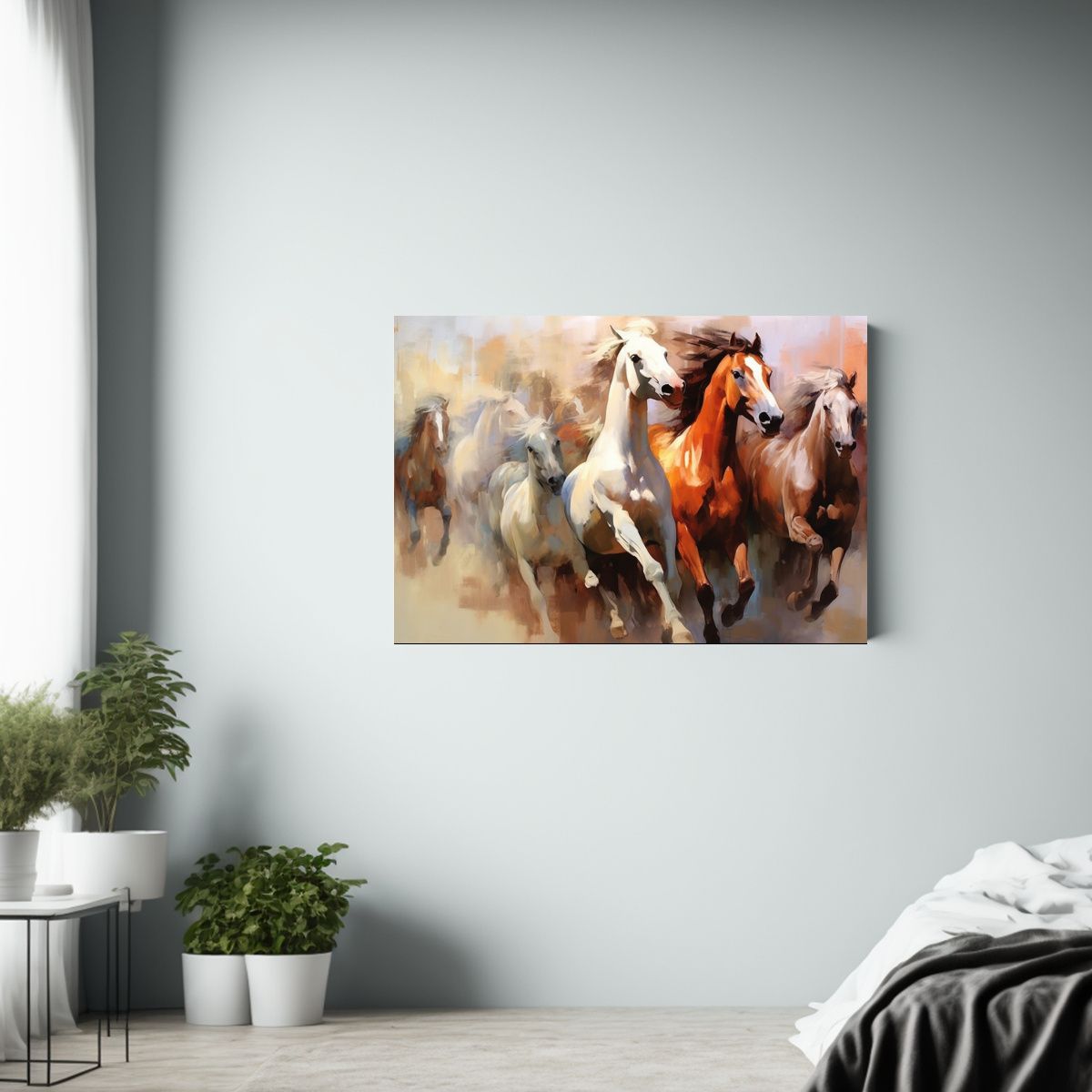 GENERICO - Cuadro De Arte Moderno Reflejo De Una Manada De Caballos á 120x80cm
