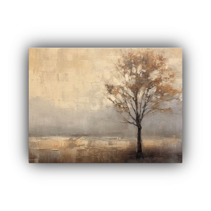 GENERICO - Cuadro Minimalista Árbol Gris Sobre Fondo Marrón 120x80cm