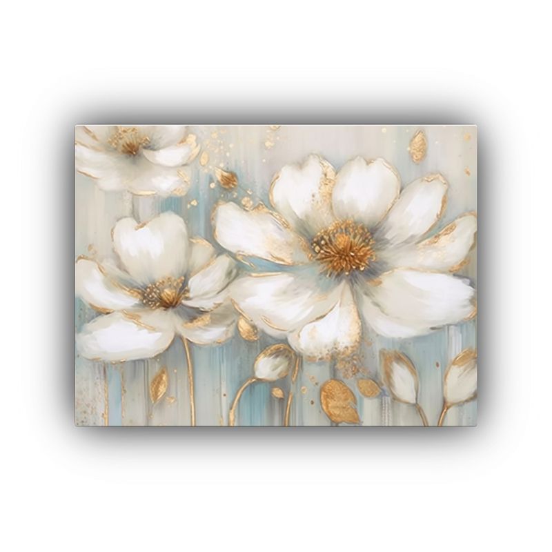 GENERICO - Cuadro Vintage De Pared Con Gran Flor Blanca Y Muchas Flores 120x80cm