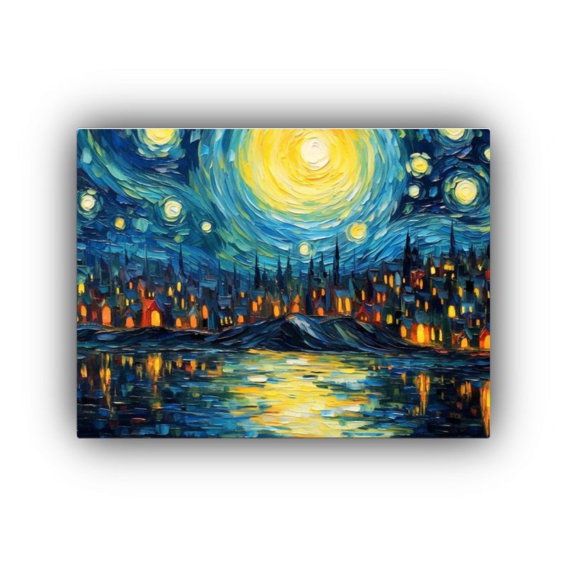 GENERICO - Cuadro Tema Visual Noche Estrellada Con Luces Brillantes 120x80cm