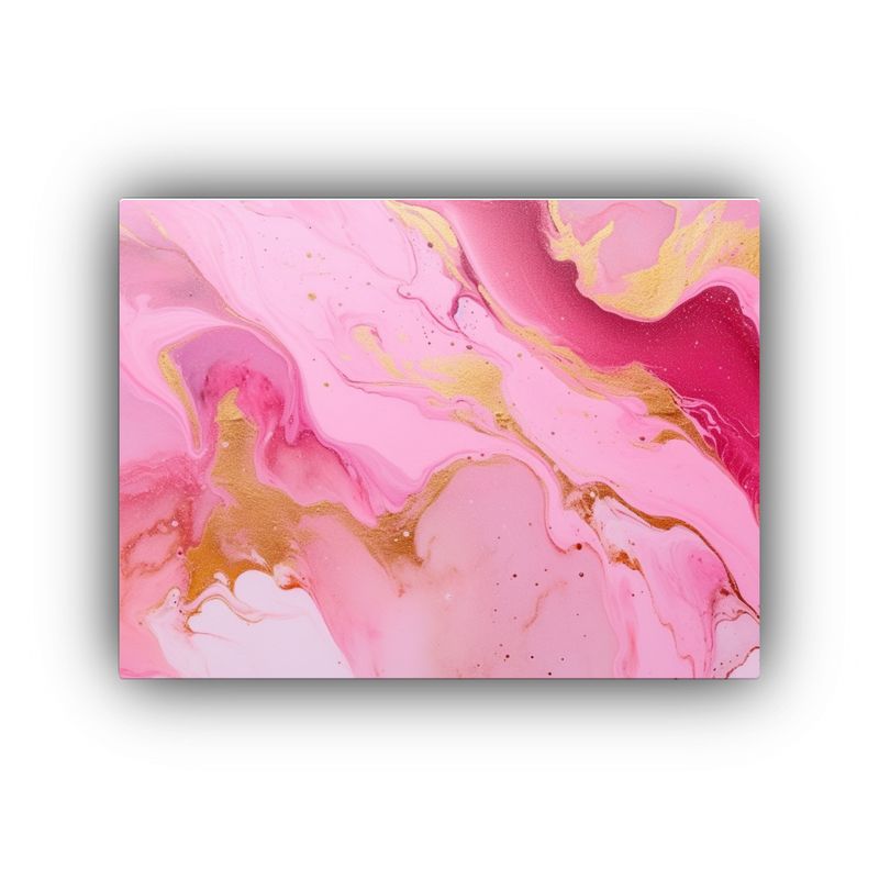 GENERICO - Cuadro Abstracto En Acrílico Dorado Y Rosa Estilo Li 120x80cm