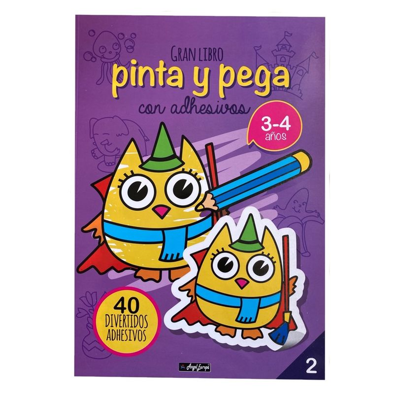 GENERICO - Libro para colorear - Gran libro - Pinta y pega con adhesivos (stickers) - 2