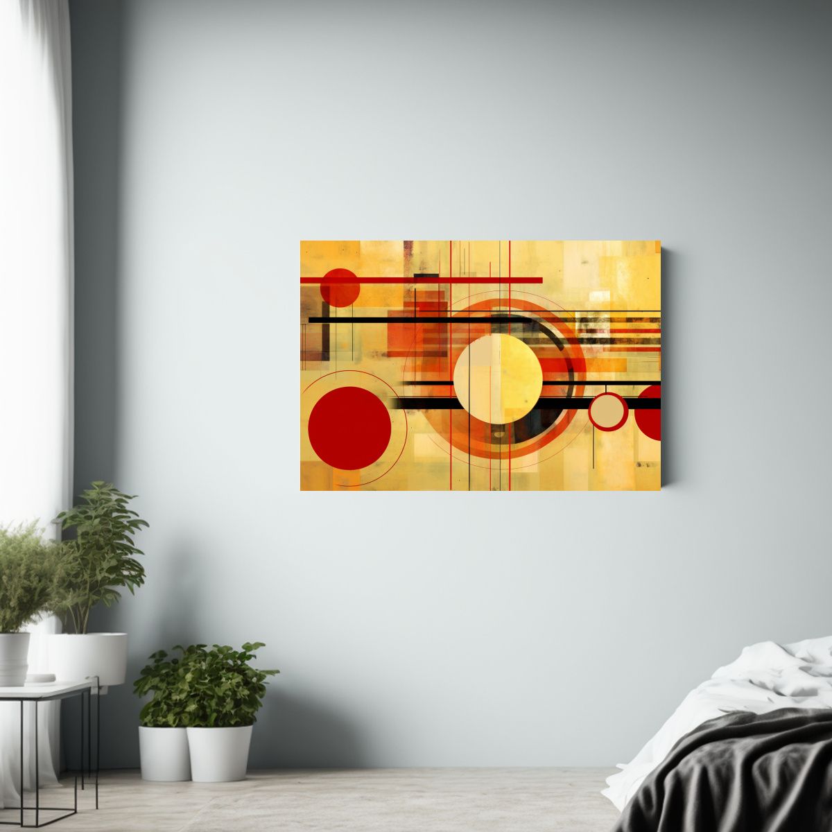 GENERICO - Lienzo Decorativo Patrones Originales De Círculos Y Rectá 120x80cm