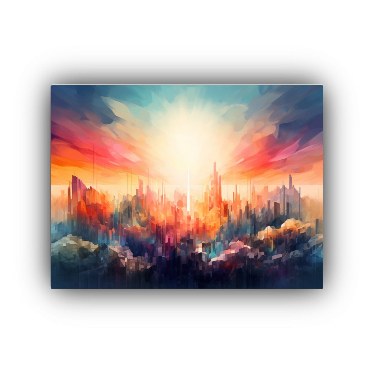 GENERICO - Lienzo Tela Abstracta Geométrica Paisaje Clásico Para Deco 120x80cm