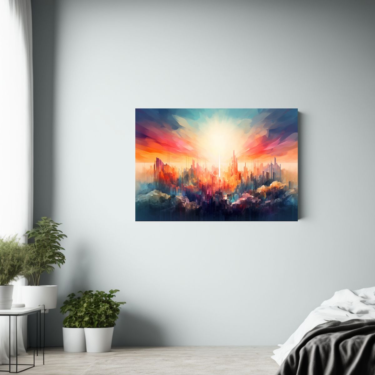 GENERICO - Lienzo Tela Abstracta Geométrica Paisaje Clásico Para Deco 120x80cm