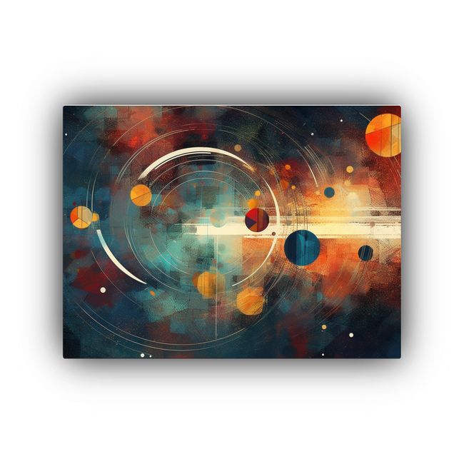 GENERICO - Pintura Al óleo Perdida De Círculos En El Espacio Líneas 120x80cm