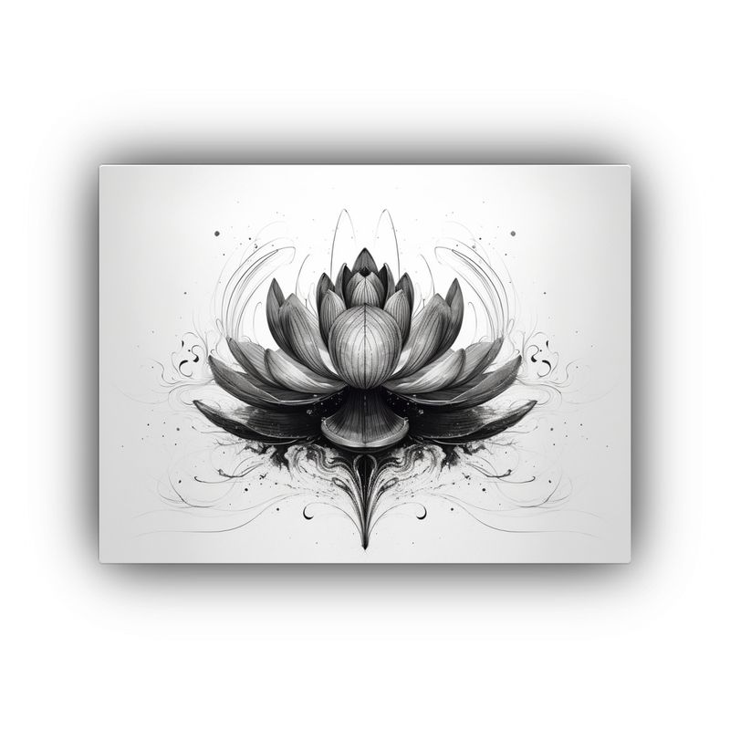 GENERICO - Pintura Lienzo Diseño Full Color De Loto Negro 120x80cm
