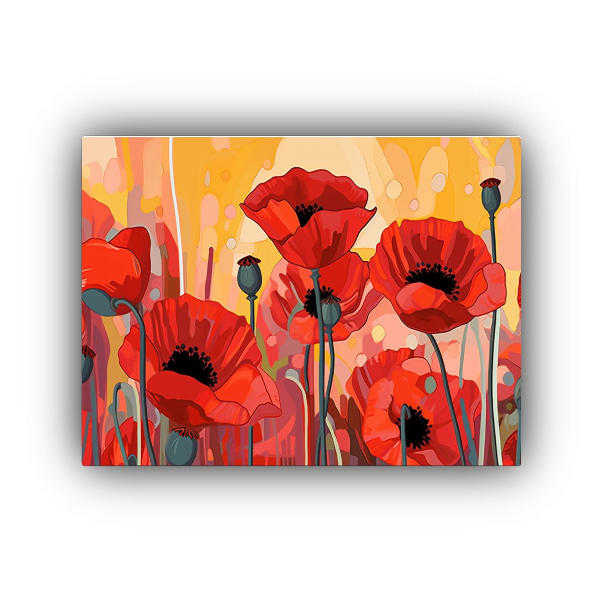 GENERICO - Cuadro Decorativo Estilo Georgia OKeeffe Con Amapolas Rojas  120x80cm