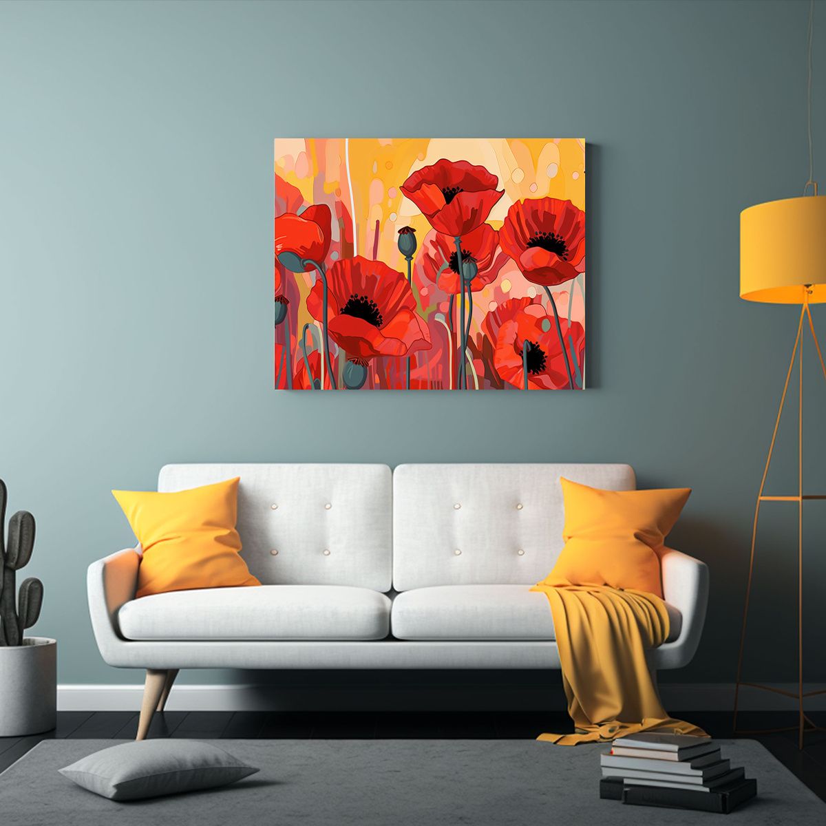 GENERICO - Cuadro Decorativo Estilo Georgia OKeeffe Con Amapolas Rojas  120x80cm