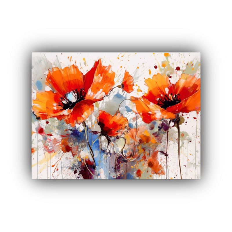 GENERICO - Cuadro Decorativo Juveniles Con Dos Flores De Amapola Rojas  120x80cm
