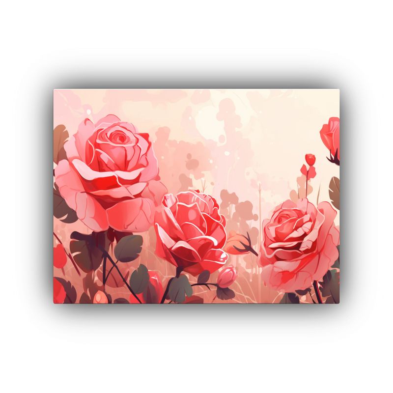 GENERICO - Cuadro De Adorno Some Roses Red And Pink Con Espacio En Blan 120x80cm