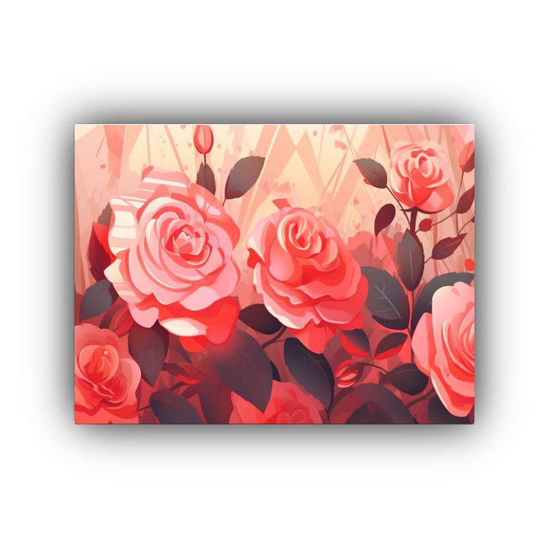GENERICO - Pintura Decorativa De Estilo Fantástico Con Rosas Rojas Y R 120x80cm