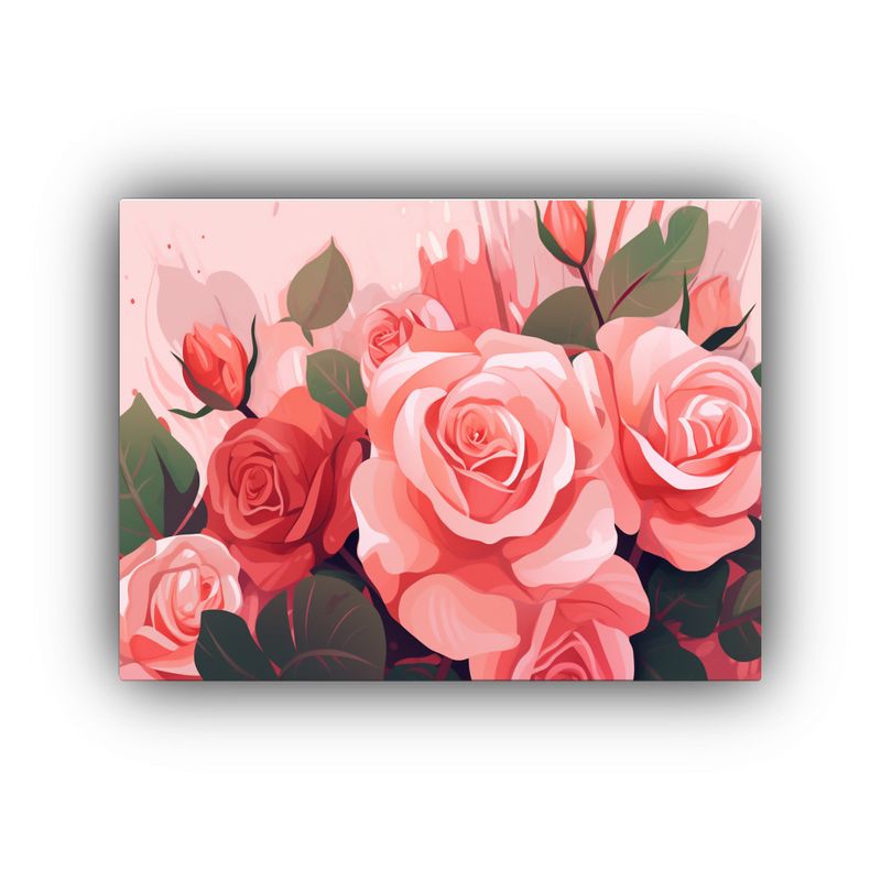 GENERICO - Cuadro Horizontal Vida Rosas Rojas Y Rosadas Estilo Soñador 120x80cm