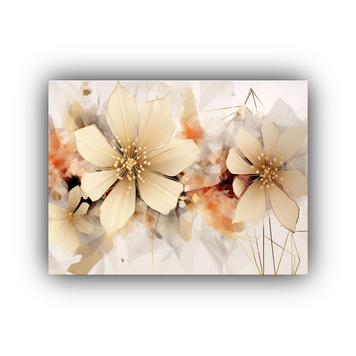 GENERICO - Pintura Abstracta En Beige Y Dorado Con Efecto Visual Espect 120x80cm