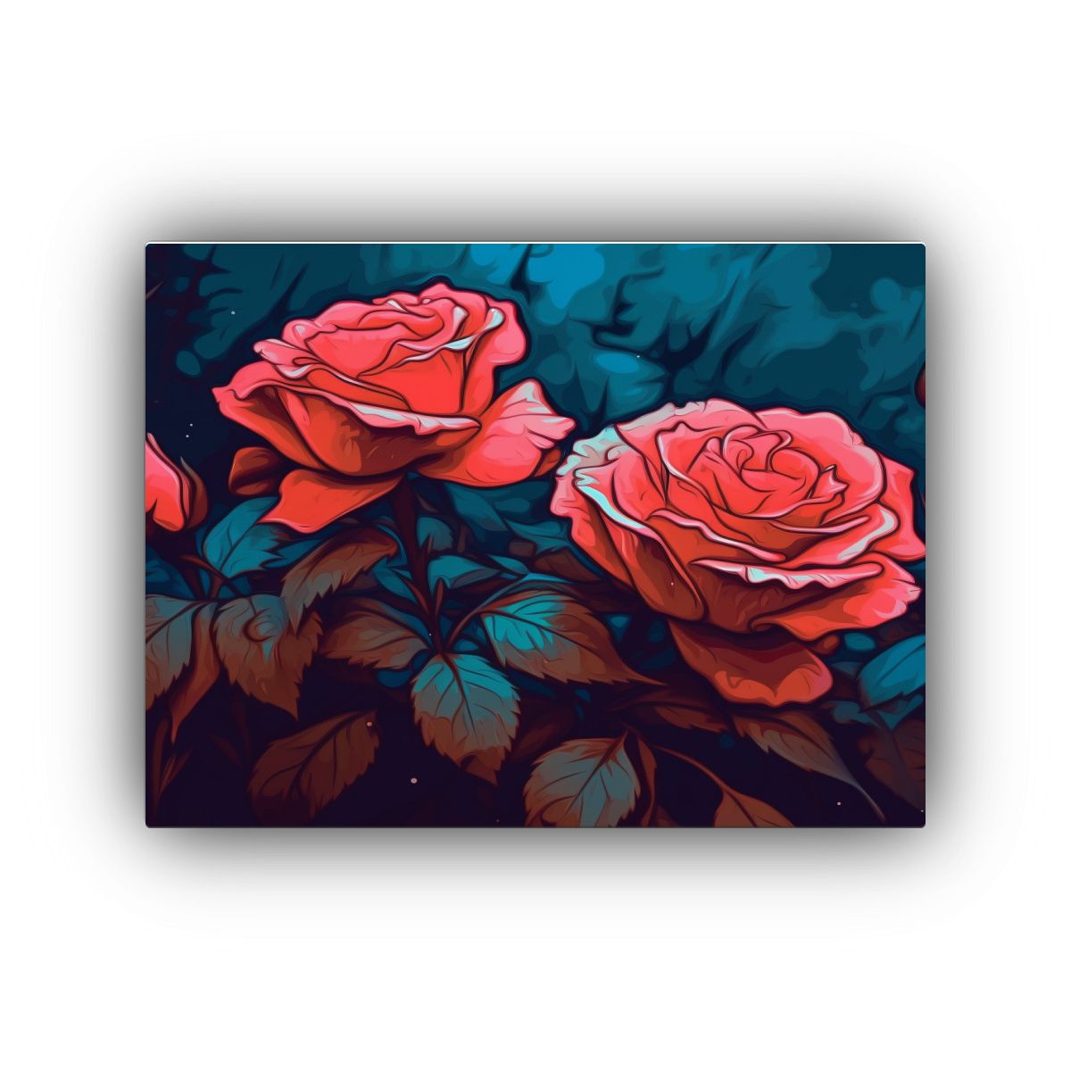 GENERICO - Cuadro Surrealista De Flores Rosas Inspirado En Un Jardín D 120x80cm