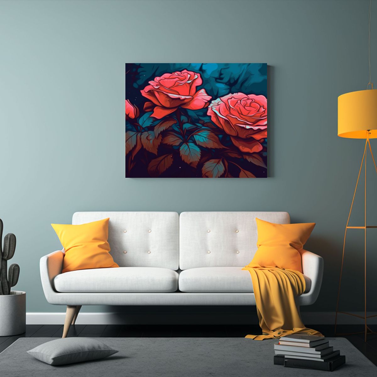 GENERICO - Cuadro Surrealista De Flores Rosas Inspirado En Un Jardín D 120x80cm