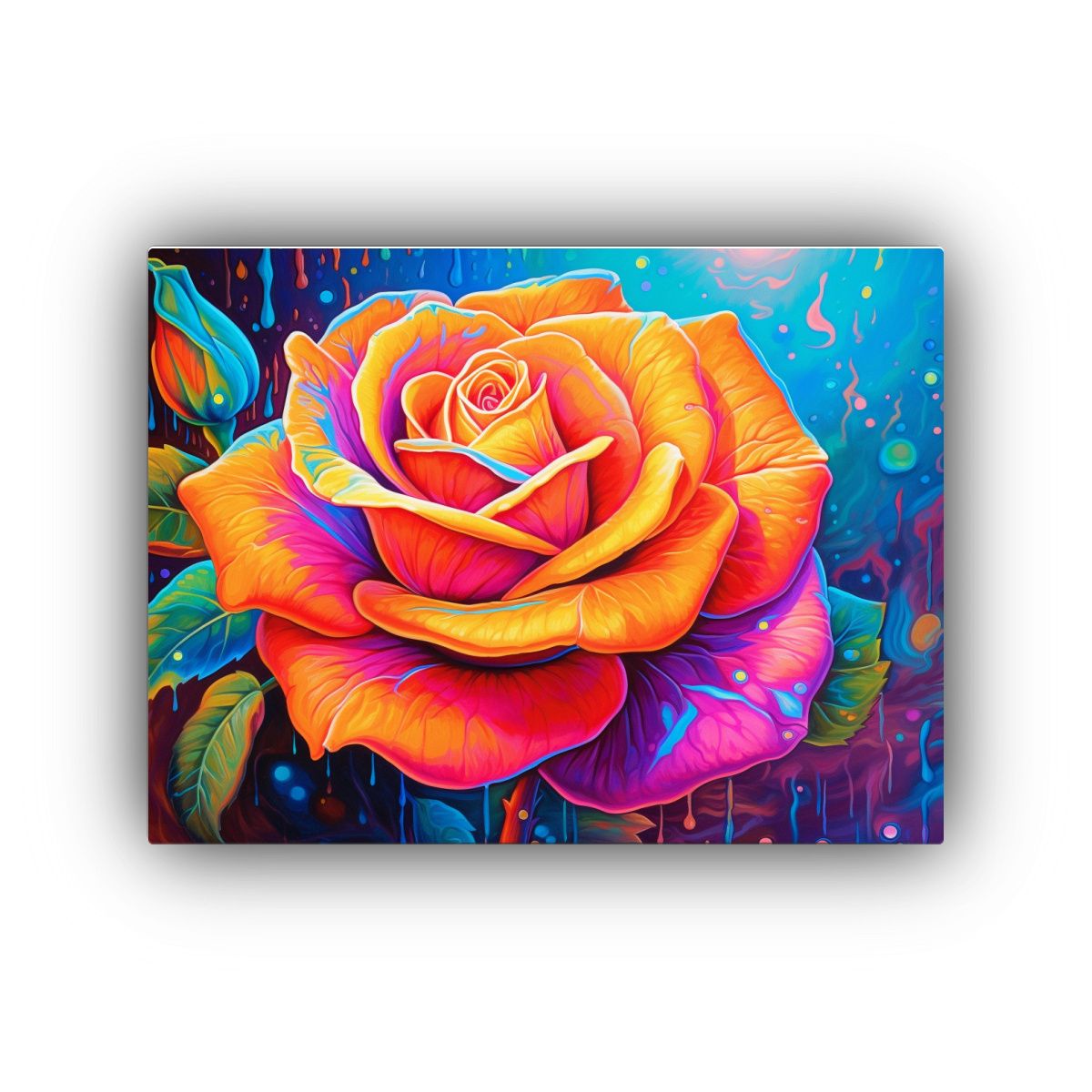 GENERICO - Lienzo De Tela Expresión Para Cuarto Con Rosa Psicodélica 120x80cm