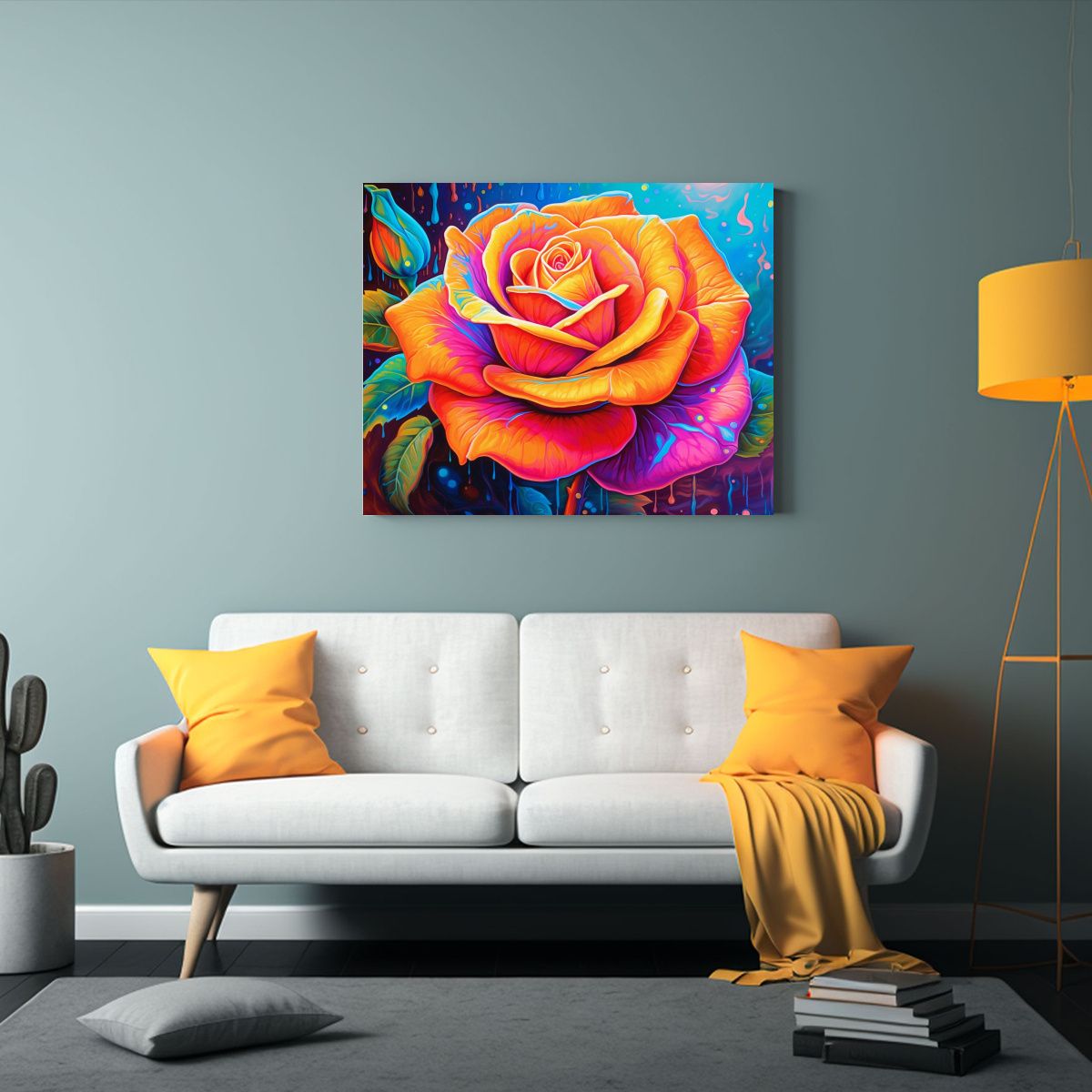 GENERICO - Lienzo De Tela Expresión Para Cuarto Con Rosa Psicodélica 120x80cm