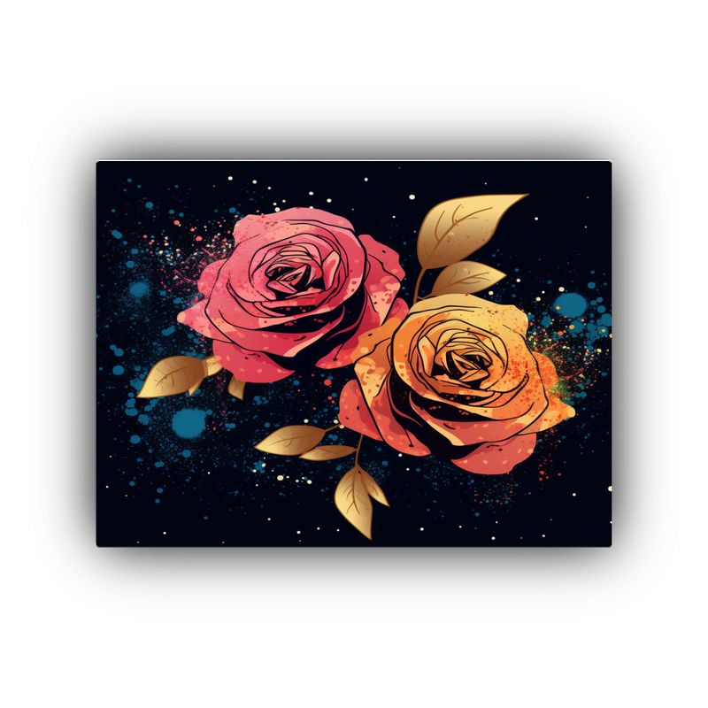 GENERICO - Cuadro Cuadro En Color Con Silueta De Rosas Múltiples Y Bri 120x80cm