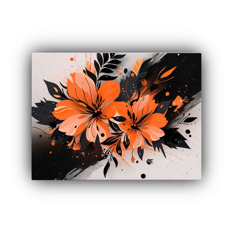 GENERICO - Lienzo De Tela Composición Única En Colores Naranja Y Negr 120x80cm