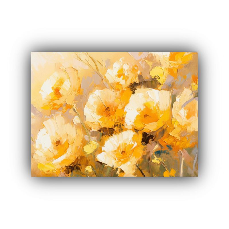 GENERICO - Pintura De Flores Amarillas Y Doradas En Lienzo Para Decorac 120x80cm