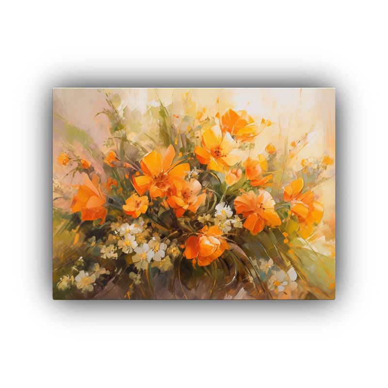 GENERICO - Pintura De Flores Amarillas Y Naranjas En Lienzo Para Decora 120x80cm
