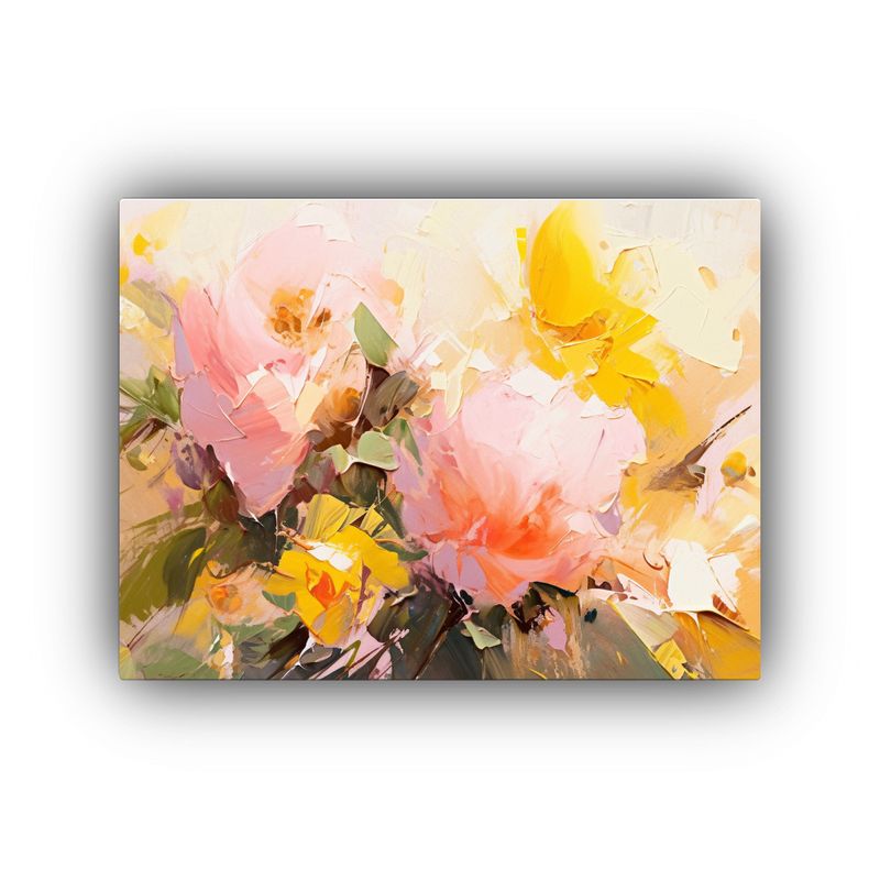 GENERICO - 1 Cuadro Creativa Exuberantes Flores Amarillas Y Rosas Sobre 120x80cm