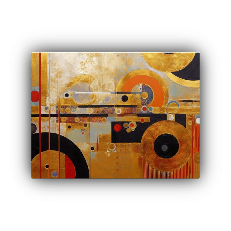 GENERICO - Cuadro Venta Esquema De Trazos Audaces Con Lámina De Oro P 120x80cm